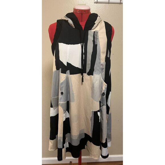 Anthropologie Twinkle by Wenlan Graphic Print Hoodie Dress Mini Sz 2 Sleeveless - Picture 1 of 16